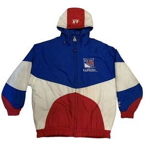 Vintage New York Rangers Coat Official NHL Hockey Size L LA Logoathletic *READ*